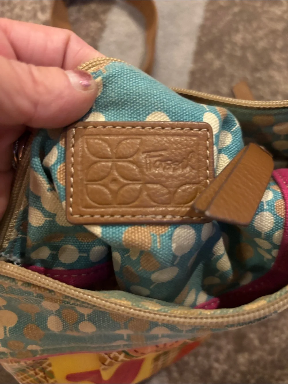 Fossil Yellow Multicolor Patterned Crossbody Bag
